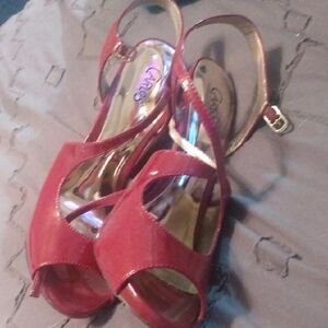 Carlos by Carlos Santana Red Peep-Toe Slingback Heels